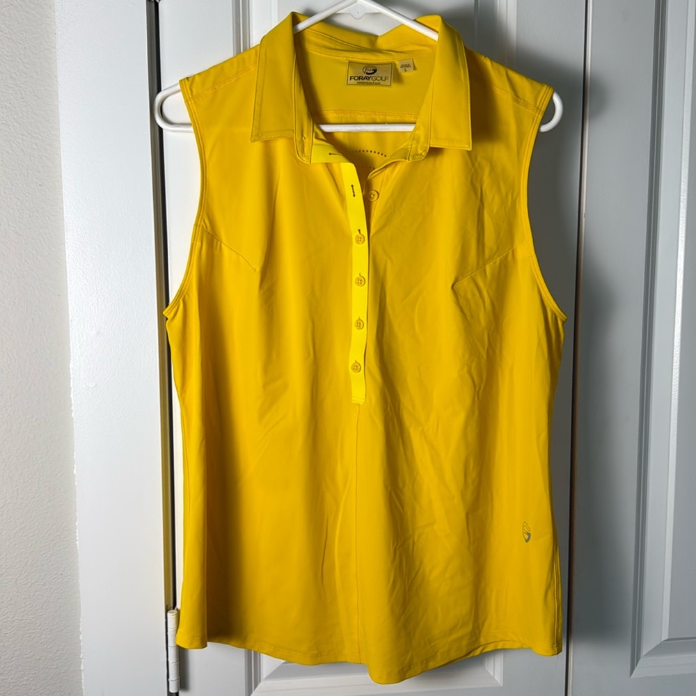 FORAYGOLF Yellow Core Sleeveless Polo Golf Top